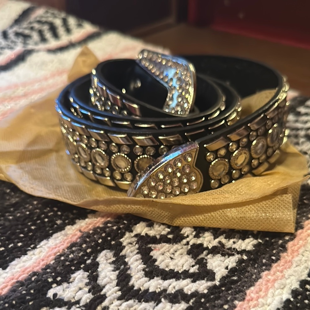 Rhinestone Studded Black Belt